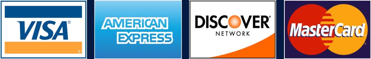 Visa, American Express, Discover, Mastercard accepted